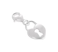 jewellerybox Sterling Silver Heart Padlock Clip on Charm