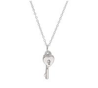 jewellerybox Sterling Silver Heart Padlock Key Necklace 14-22 Inches