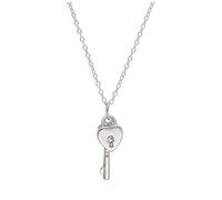 jewellerybox Sterling Silver Heart Padlock Key Necklace 16 + 2 Inches