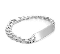 jewellerybox Sterling Silver Heavy 9mm Curb Chain Gents ID Plate Bracelet