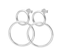 jewellerybox Sterling Silver Interlocking Double Circle Stud Drop Earrings