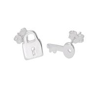 jewellerybox Sterling Silver Key Padlock Stud Earrings