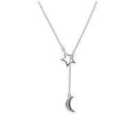 jewellerybox Sterling Silver Moon Star Drop Necklace