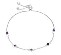 jewellerybox Sterling Silver Multi Amethyst CZ Adjustable Bracelet