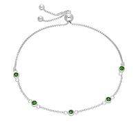 jewellerybox Sterling Silver Multi Emerald CZ May Birthstone Box Bracelet
