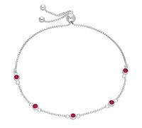 jewellerybox Sterling Silver Multi Ruby CZ Adjustable Bracelet