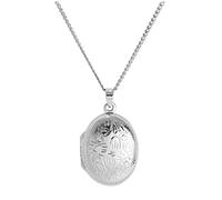 jewellerybox Sterling Silver Oval Flower Locket with Zig Zag Frame on 22 Inches Chain