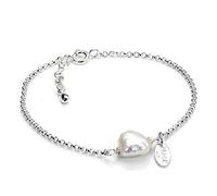jewellerybox Sterling Silver Rolo Chain Bracelet with Natural Freshwater Pearl