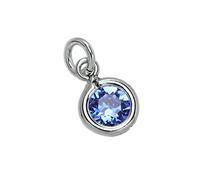 jewellerybox Sterling Silver & Sapphire 5mm Round CZ Crystal September Birthstone Charm