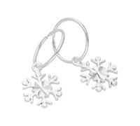 jewellerybox Sterling Silver Snowflake 12mm Sleeper Hoop Earrings