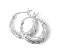 jewellerybox Sterling Silver Textured Twisted Creole 18mm Hoop Earrings