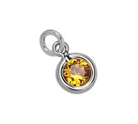jewellerybox Sterling Silver & Topaz 5mm Round CZ Crystal November Birthstone Charm