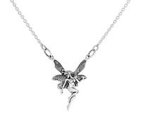jewellerybox Sterling Silver Winged Fairy Pendant on 14 Inch Diamond Cut Chain