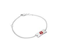 jewellerybox Sterling Silver Womens 7 Inch Medical Alert ID Bracelet with Rectangular Plate