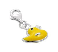 jewellerybox Sterling Silver & Yellow Enamel Duck Clip on Charm