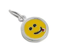 jewellerybox Sterling Silver & Yellow Enamel Sticking Out Tongue Smiley Face Charm