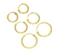 jewellerybox Triple 9ct Gold 1.2mm Tube Sleeper 8 10 12mm Hoop Earrings Set