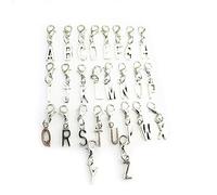 JewelleryJoy Clip On A-Z Alphabet Initial Letters Charms Pendant for Charm Bracelet Necklace in Organza Gift Bag(V)