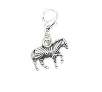 JewelleryJoy Clip On Zebra Horse Animal European Bracelet Lobster Clasp Charm Pendants In organza Gift Bag