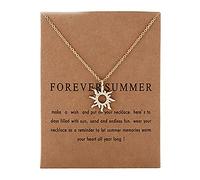 JewelleryJoy Sun Forever Summer Card Pendants Necklace Gold Plated Chain Choker in Organza Bag (Forever Summer Gold)