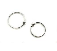 Jewellerymine-uk 2PCS Sterling Silver Nose Rings hoop with Ball 925 Sterling Silver Nose Ring Hoop Septum tragus Rings helix Cartiilage Rook Earrings 8mm 10mm