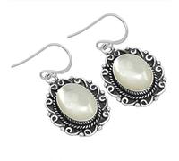 Jeweloporium 925 Silver Earring for Women Silver Earring White Natural Mother Of Pearl Gemstone Drop Dangle Solitaire Christmas - Gift Costume Jewelry