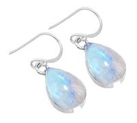 Jeweloporium 925 Silver Earring for Women White Genuine Rainbow Moonstone Gemstone Drop Dangle Fashion Silver Earring Anniversary - Gift Boho Jewelry