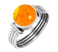 Jeweloporium 925 Silver Ring for Women Size Q Orange Amber Stone Vintage Silver Ring Friendship Day Gift Solitaire Jewelry