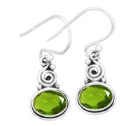 Jeweloporium 925 Sterling Silver Earring for Women Small Silver Earring Green August Birthstone Peridot Quartz Gemstone Drop Dangle Solitaire Thanksgiving Gift Costume Jewellery