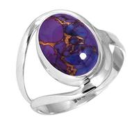 Jeweloporium 925 Sterling Silver Ring for Women Copper Purple Turquoise Gemstone Fashion Silver Ring Size O 1/2 Friendship Day Gift Boho Jewelry