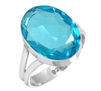 Jeweloporium Blue Quartz 925 Silver Ring for Women Gemstone Victorian Silver Ring Size N Friendship Day Gift Handmade Jewelry