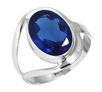 Jeweloporium Blue Sapphire Simulated 925 Silver Ring for Women Gemstone Victorian Silver Ring Size R Thanksgiving Gift Handmade Jewelry