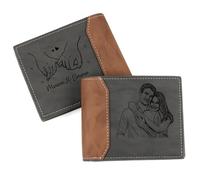 jewelora Personalised Mens Wallet PU Leather Wallet for Couple with Engraved Photo and Names, Valentine's Day Gift for Him, Personalised Gifts for Men (A)