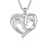 jewelora Personalised Necklace for Women Custom 1-5 Name Necklace Personalised Jewellery Heart Pendant Gifts for Mum, Daughter, Grandma, Wife, Best Friend,Girlfriend