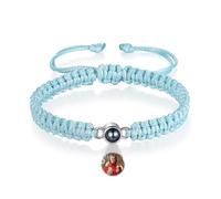 jewelora Photo Bracelet Personalised Projection Bracelet with Picture Inside Letter Bracelet Gift for Women Mens Couple Friends Birthday Anniversary Memorial (B-blue)
