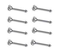 JEWELRIESHOP 40pcs Nose Studs Stainless Steel CZ Nose Rings Stud Piercing Jewelry Bone Studs for Women Men Hypoallergenic 22G, 1.5mm White Crystal X 40p, Stainless Steel,Crystal,Metal