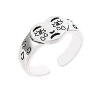 jewelry 1Pc Adjustable Retro Sad Expression Love Heart Fashion Knuckle Ring Women Unique Decorative Jewelry Present for Parties Festivals jewelry