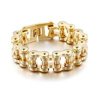 Jewelry 22mm Large Heavy Stainless Steel Men's Motorcycle Biker Bike Chain Bracelet Silver Gold Bangle 8.07-9 inch