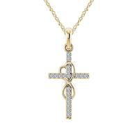 Jewelry 925 Sterling Silver Necklace Cubic Zirconia Classic Infinity Symbol Cross Pendant Necklace for Women/Girls Inlaid Zircon Silver, Rose Gold or Gold Christmas Birthday Gift (Glod)