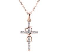 Jewelry 925 Sterling Silver Necklace Cubic Zirconia Classic Infinity Symbol Cross Pendant Necklace for Women/Girls Inlaid Zircon Silver, Rose Gold or Gold Christmas Birthday Gift (Rose Gold)