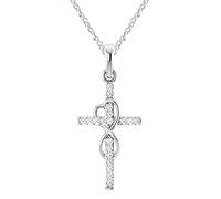 Jewelry 925 Sterling Silver Necklace Cubic Zirconia Classic Infinity Symbol Cross Pendant Necklace for Women/Girls Inlaid Zircon Silver, Rose Gold or Gold Christmas Birthday Gift (Sliver)