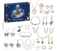 Jewelry Advent Calendar 2024,24 Days Christmas Countdown Calendar,Xmas Gifts Box with Earrings,Necklace,Bracelet and Ring for Women (Silver, 24pcs)