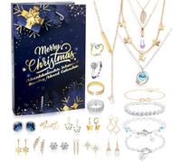 Jewelry Advent Calendar 2024 for Adults with Charm Bracelets Necklace Earrings Rings Countdown 24 Days to Christmas Calendar Xmas Gifts for Daughter Wife Mom Women, Color Sapphire Blue