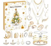 Jewelry Advent Calendars, 2024 Christmas Advent Necklace, 24 Days Christmas Countdown Calendar Bracelet Necklace Rings Earrings For Women Ladies