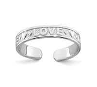 Jewelry Affairs 14K Real Solid White Gold Polished Love and Hearts Toe Ring