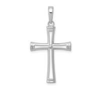 Jewelry Affairs 14K Real White Solid Gold High Polished and Cut-Out Cross Pendant Charm