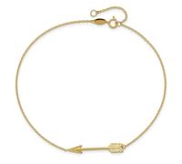 Jewelry Affairs 14k Real Yellow Solid Gold High Polished Arrow Anklet, Adjustable 9" to 10"
