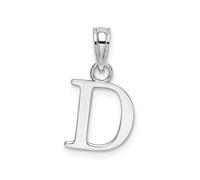 Jewelry Affairs 14K White Gold Block Font Letter Initial Pendant, 12x13mm (Letter D)