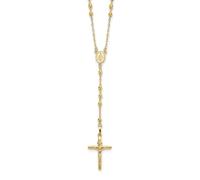 Jewelry Affairs 14K Yellow Gold Beaded Rosary Necklace with Crucifix, 24"