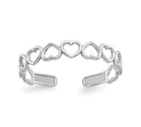 Jewelry Affairs Real Solid White Gold Hearts Design Toe Adjustable Ring
